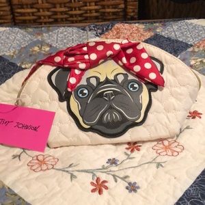 NWT Betsy Johnson pug cosmetic case